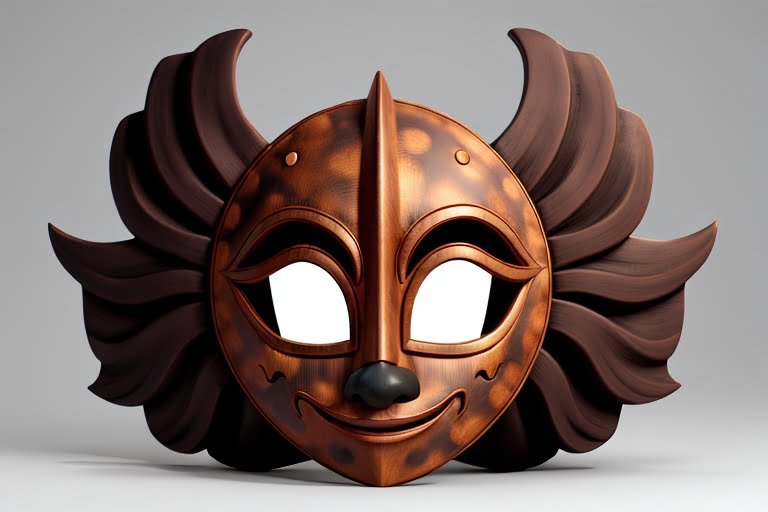 Wooden mask as a symbol of persona