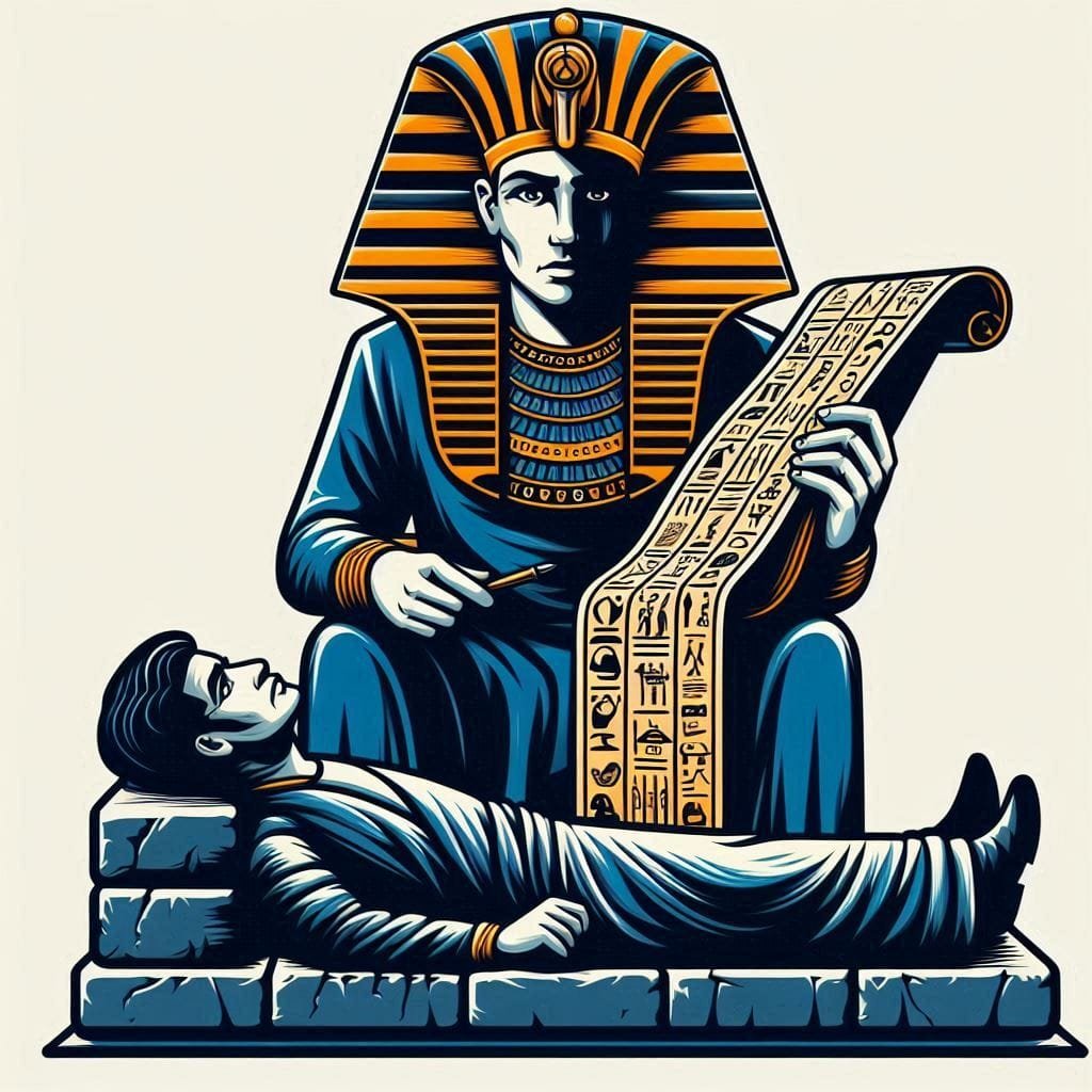 طبيب نفسي مصري قديم يمارس التحليل النفسي