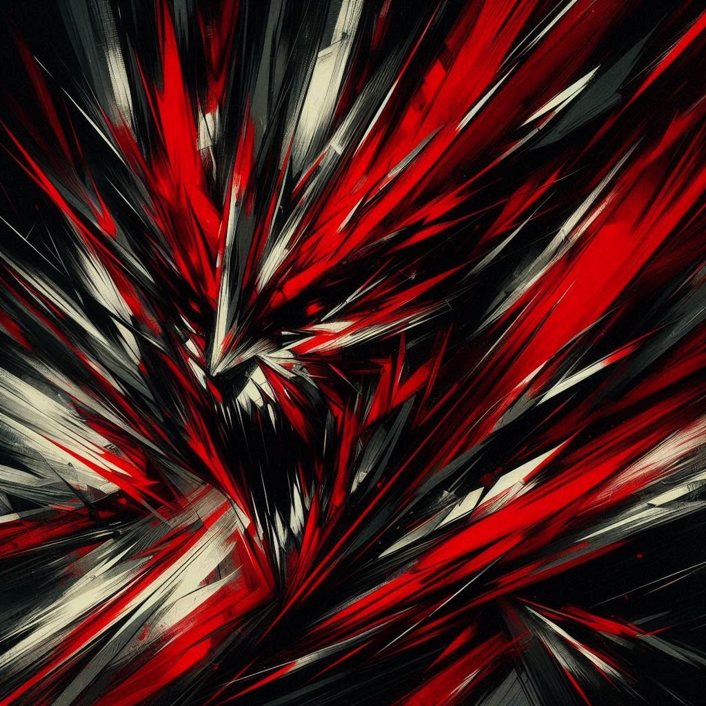 an AI abstract image full of multiple colors mainly red to represent anger